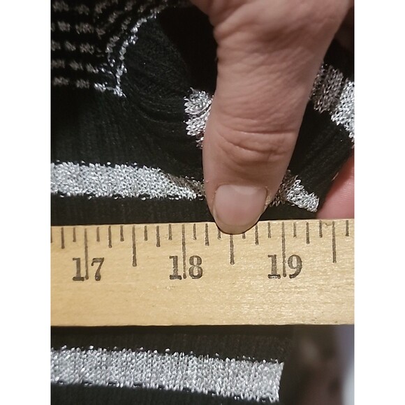 Atkins Women’s Sweater Large Vintage Hong Kong Black White Stripe Long Sleeve - Picture 4 of 5